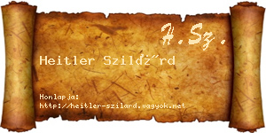 Heitler Szilárd névjegykártya